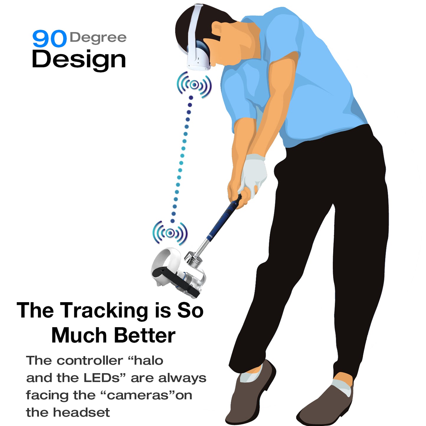 Weighted Golf Club Attachment for Meta Quest 3& Quest 3S | All new 90 DEGREE VERSION-Y13S