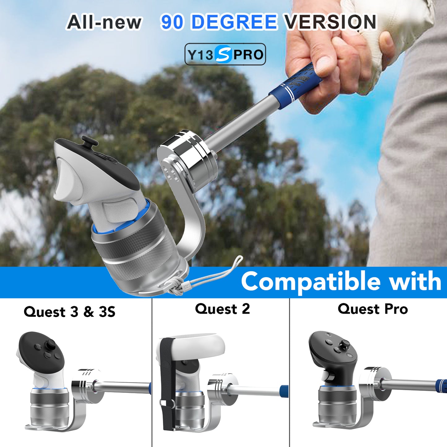 Weighted Golf Club Attachment for Meta Quest 3& Quest 3S | All new 90 DEGREE VERSION-Y13S