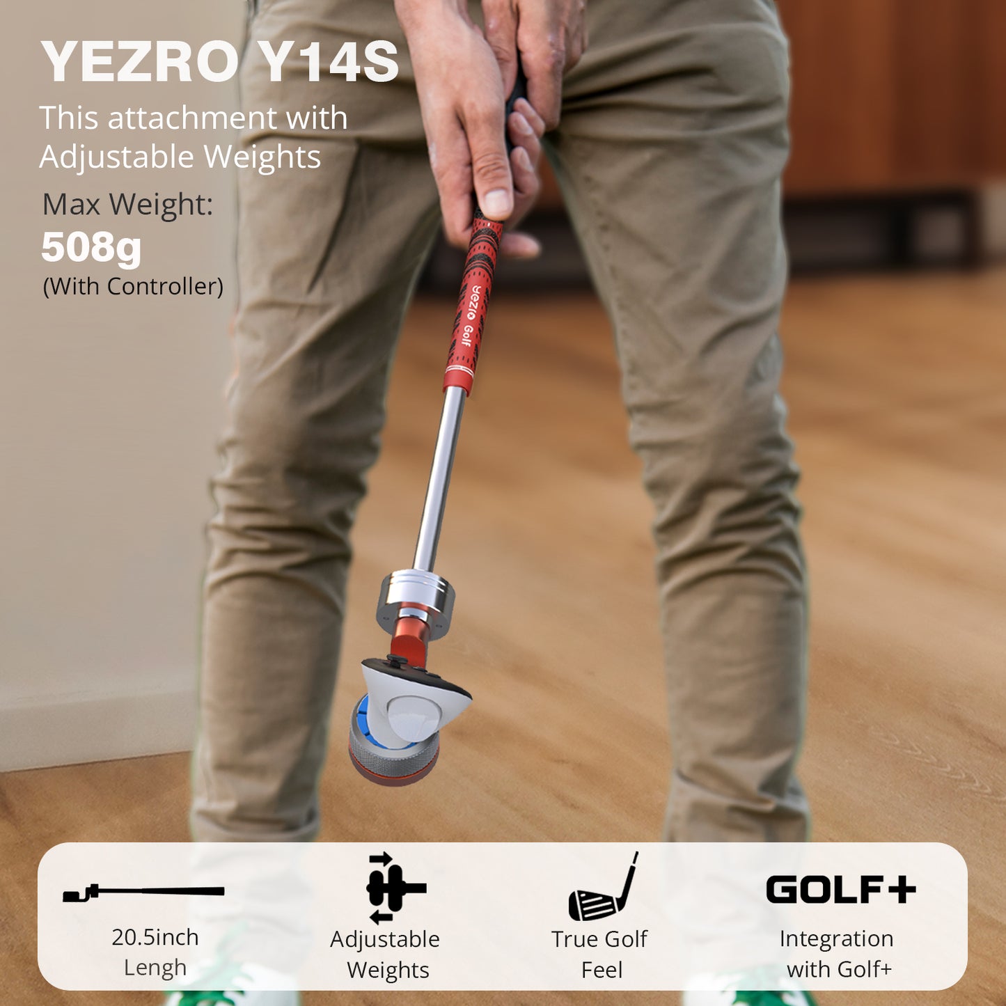 YEZRO Y14S | 20.5" Adjustable Weighted Golf Club Attachment for Meta Quest 3/Quest 3S/Quest 2/Quest Pro