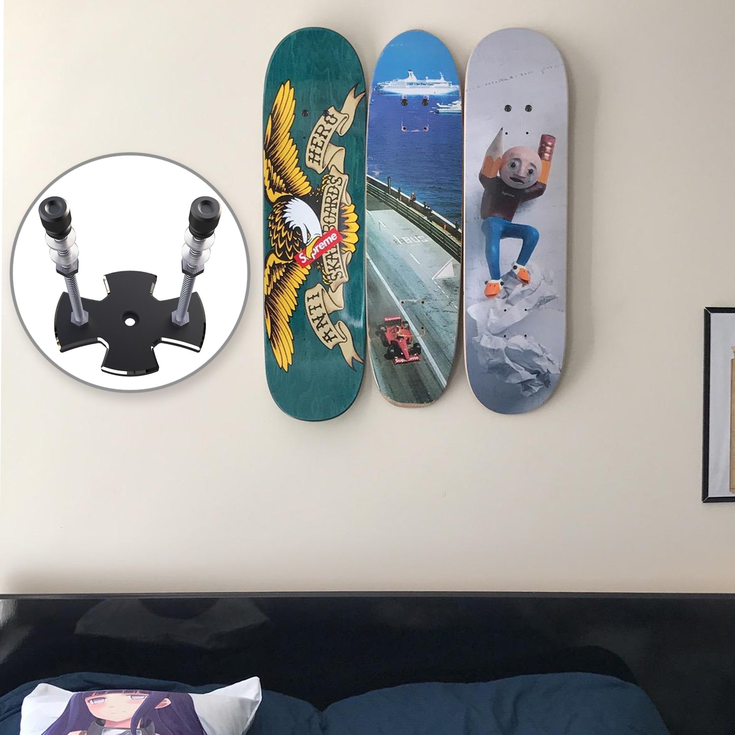 Skateboard Wall Mount -Black - 2Pack
