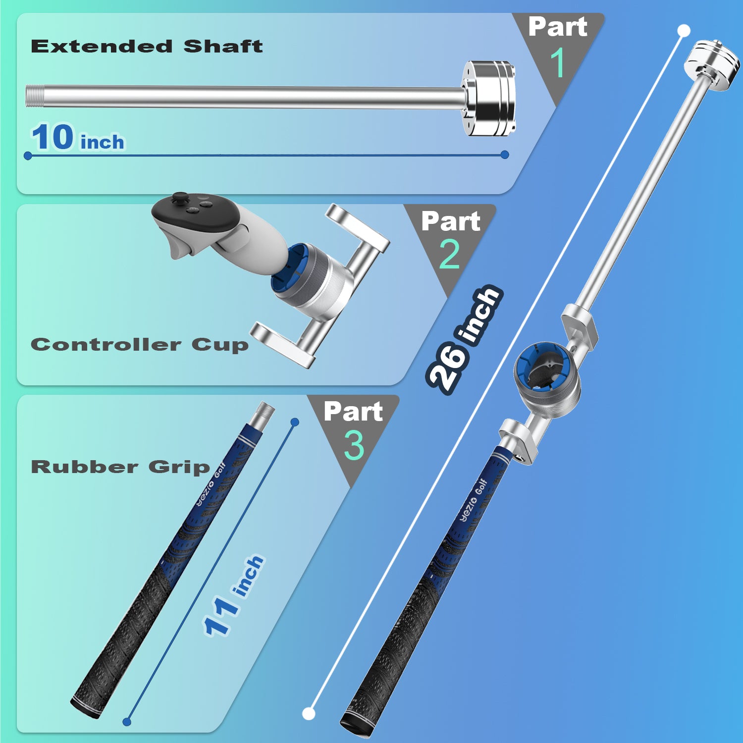 26” Golf Club Attachment for Meta Quest 3S/3& Quest 2