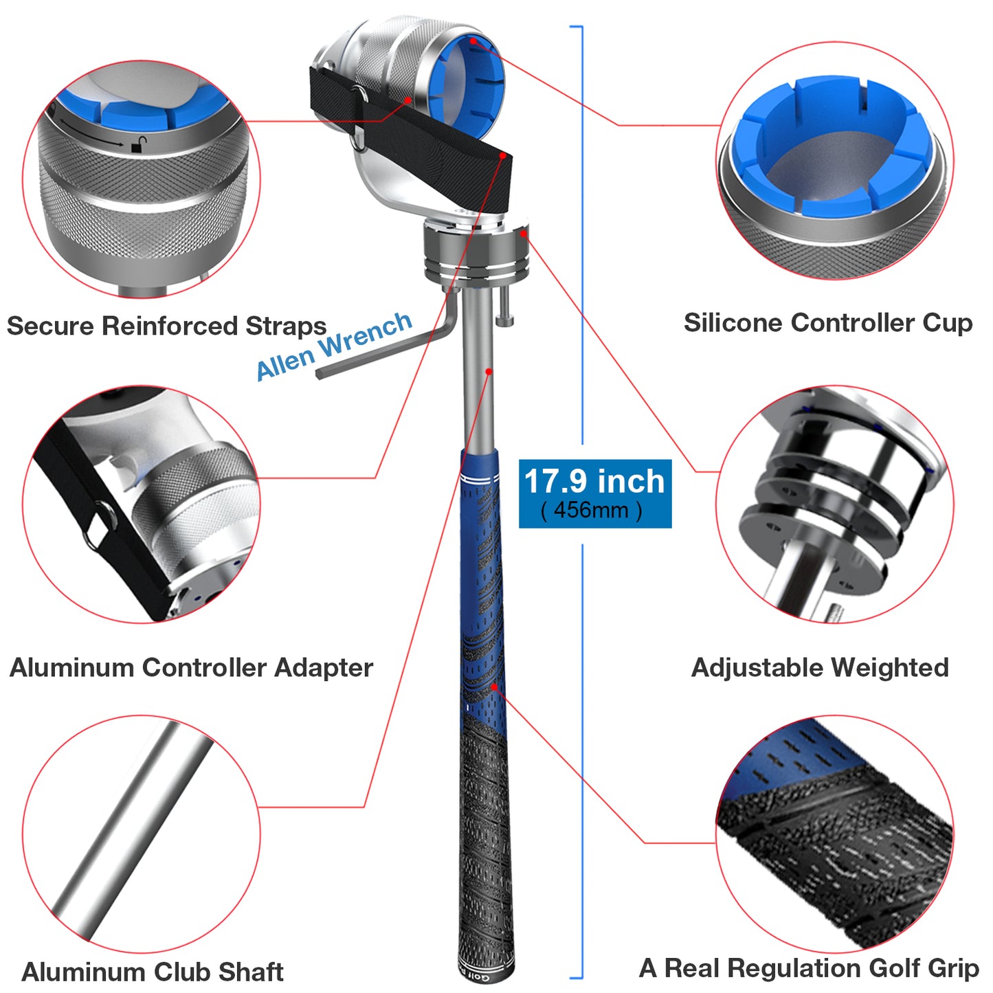 Weighted Golf Club Attachment for Meta Quest 3 | All new 90 DEGREE VERSION