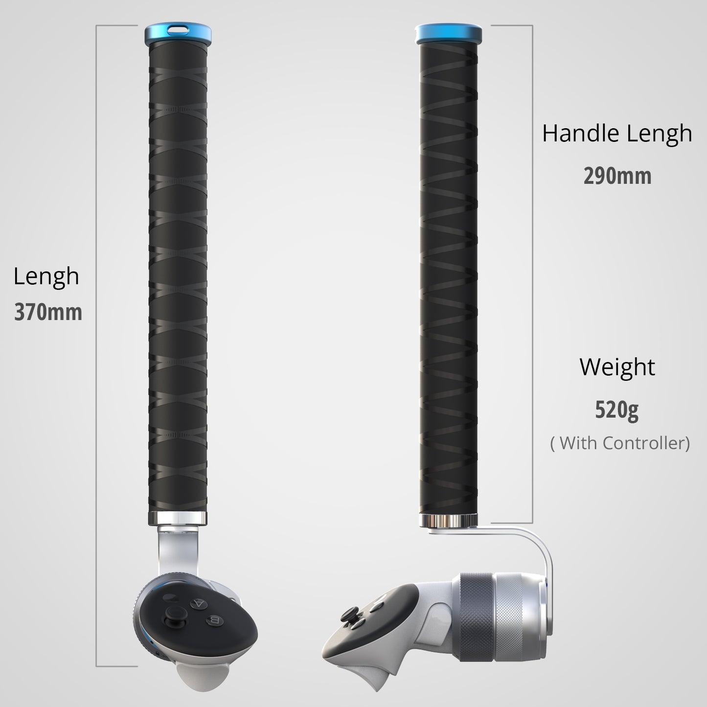 VR Cricket Bat Attachment for iB Cricket - Aluminum Short Cricket Bat Handle Accessory Compatible with Meta Quest 3/3s, Q 2 and Q Pro