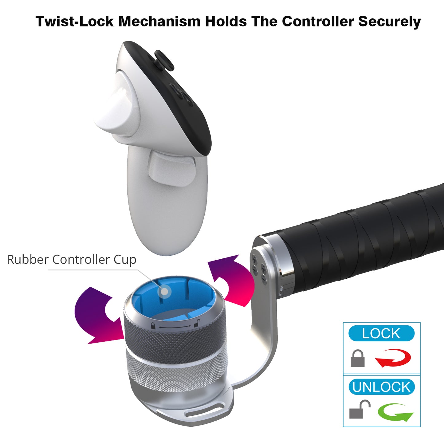 VR Cricket Bat Attachment for iB Cricket - Aluminum Short Cricket Bat Handle Accessory Compatible with Meta Quest 3/3s, Q 2 and Q Pro