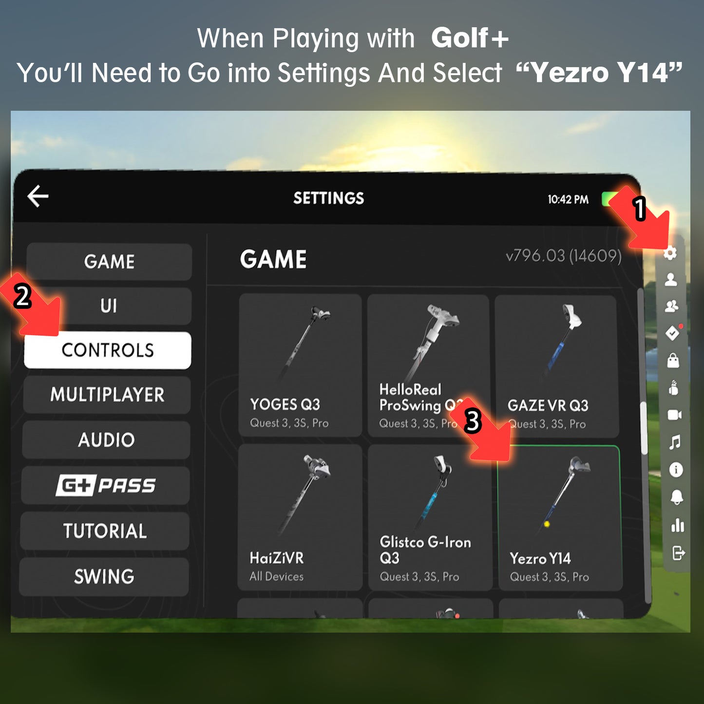 YEZRO Y14S | 20.5" Adjustable Weighted Golf Club Attachment for Meta Quest 3/Quest 3S/Quest 2/Quest Pro