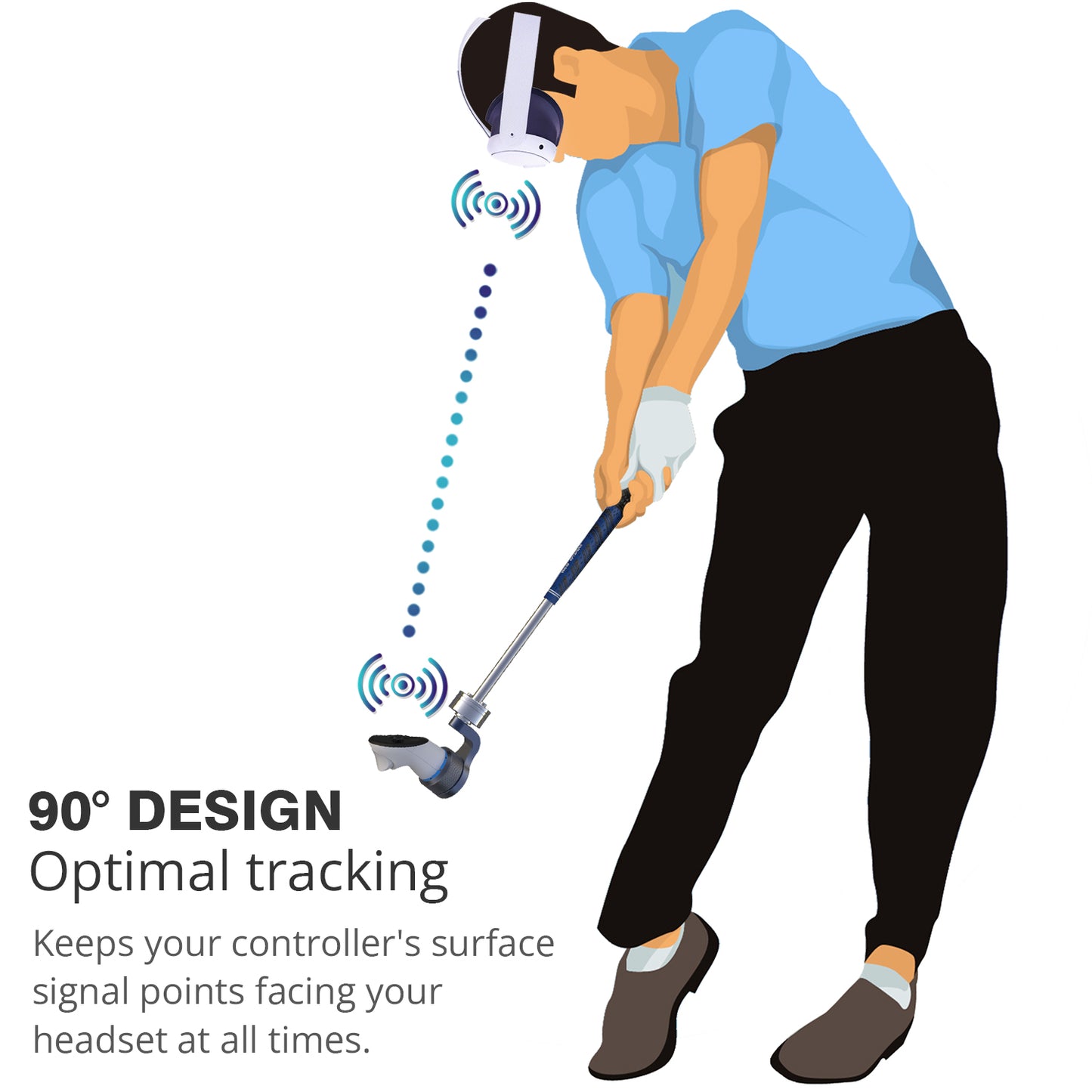 YEZRO Y14S | 20.5" Adjustable Weighted Golf Club Attachment for Meta Quest 3/Quest 3S/Quest 2/Quest Pro