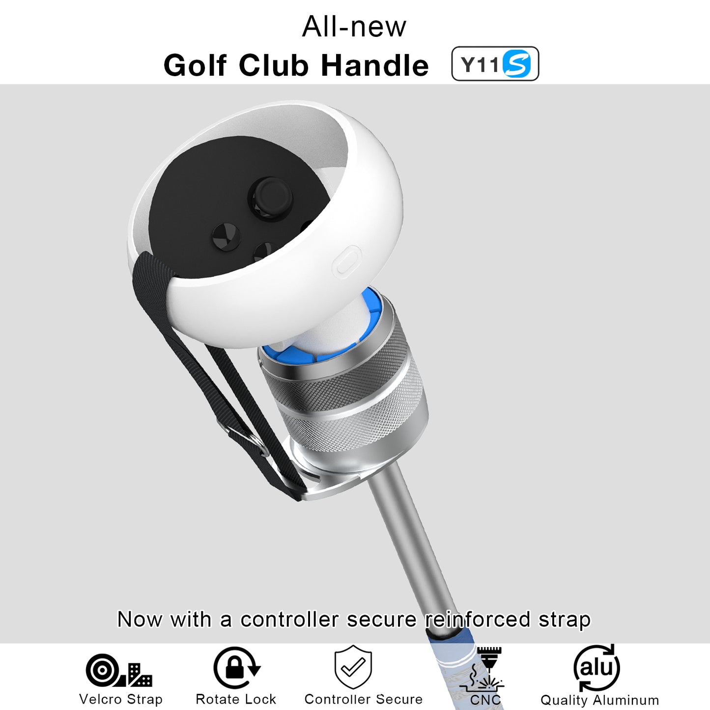 All-New VR Golf Club Handle Accessory for Oculus Quest 2 / Meta Quest Pro (2023UPGRADED VERSION) Metal Golf Club Attachment With Secure Reinforced Straps