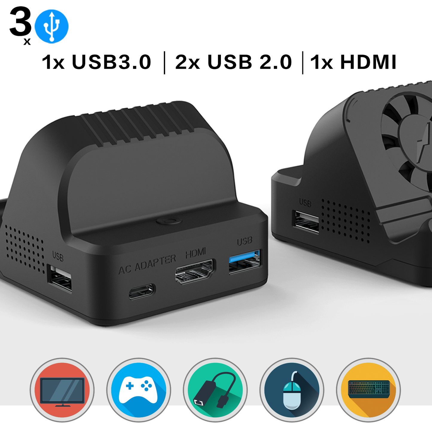 Switch Dock for Nintendo, TV Switch Docking Station Portable Switch Charging Dock for Nintendo Switch with 4K HDMI USB 3.0 Port and Cooling Fan 2021 Upgraded Version (Black)